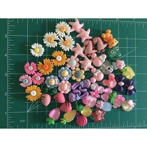 Mix 45 pcs Cartoon Animals Flat Back Resin Cabochon Bows Craft Phone Scrapbook